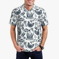 thumbnail image 3 of Balery Chicken And Fish Printed Men’s Short Sleeve Polo Shirt, Midweight Men's Shirt,Golf Polo shirts -3X-Large, 3 of 9