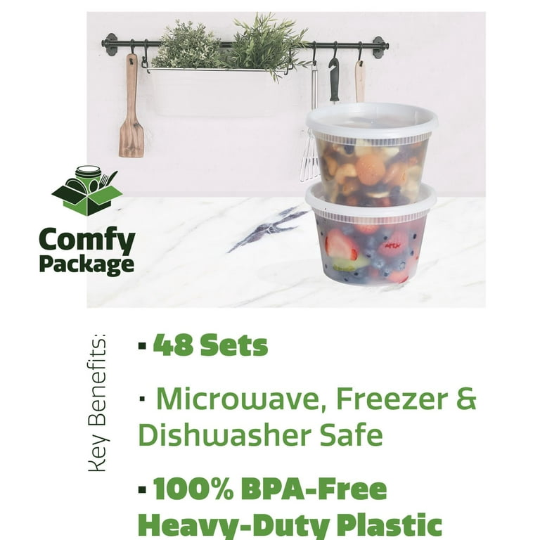 Comfy Package 16 Oz Food Storage Containers with Lids Airtight Meal Prep  Container, 48-Pack 