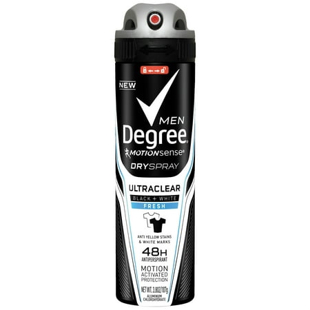 (2 pack) Degree Men UltraClear Black & White Fresh Antiperspirant Deodorant Dry Spray, 3.8 (Best Degree Deodorant Scent)