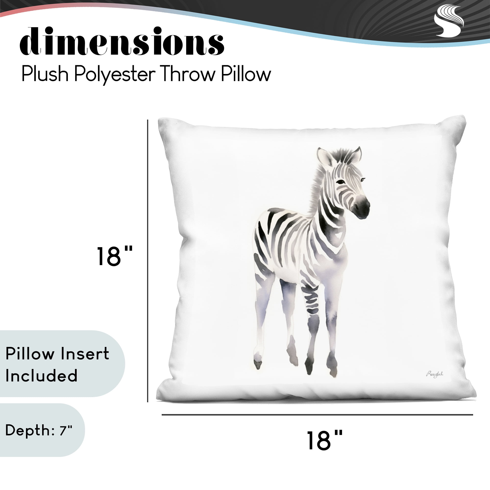 Stupell Industries Minimal Zebra Foal Decorative Printed Throw Pillow, design by Roozbeh