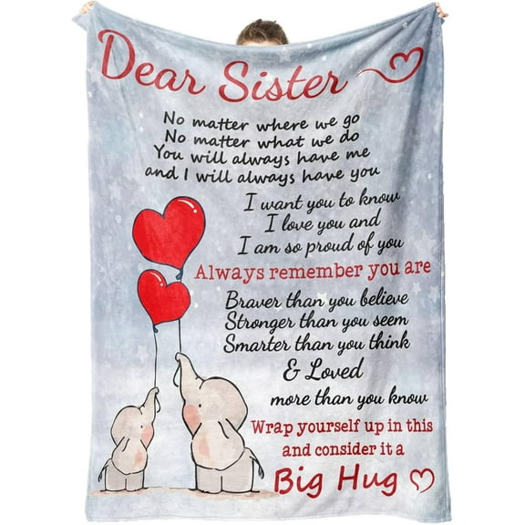 Sister Birthday Gifts, Blanket Presents for Sister on Wedding Graduation Christmas Valentine's Day, Big Sister Gifts from Sister Brother 60 * 50 in