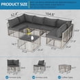 thumbnail image 2 of Ainfox 7 Pieces Outdoor Wicker Patio Furniture Set, Adjustable Backrest Sectional Conversation Couch with Thick Cushions & Coffee Table for Garden Porch Poolside, Gray/Gray, 2 of 8