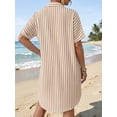 thumbnail image 3 of MOYIKO Swimsuit Coverup for Women Striped Bathing Suit Cover Up Button Down Shirt Beach Cover Ups Summer Outfits, 3 of 7