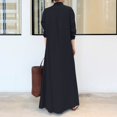 thumbnail image 2 of Women Linen Cotton Button Up Casual Loose Kaftan Maxi Shirt Dress Long Dress, 2 of 8