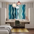 thumbnail image 5 of Teal Ombre Kitchen Curtains 84 Inch Length, Abstract Art Moire Ocean Waves Grommet Top Bedroom Living Room Curtains, Light Filtering Cafe Curtain Drapes 2 Panels Set 104''x84'', 5 of 9