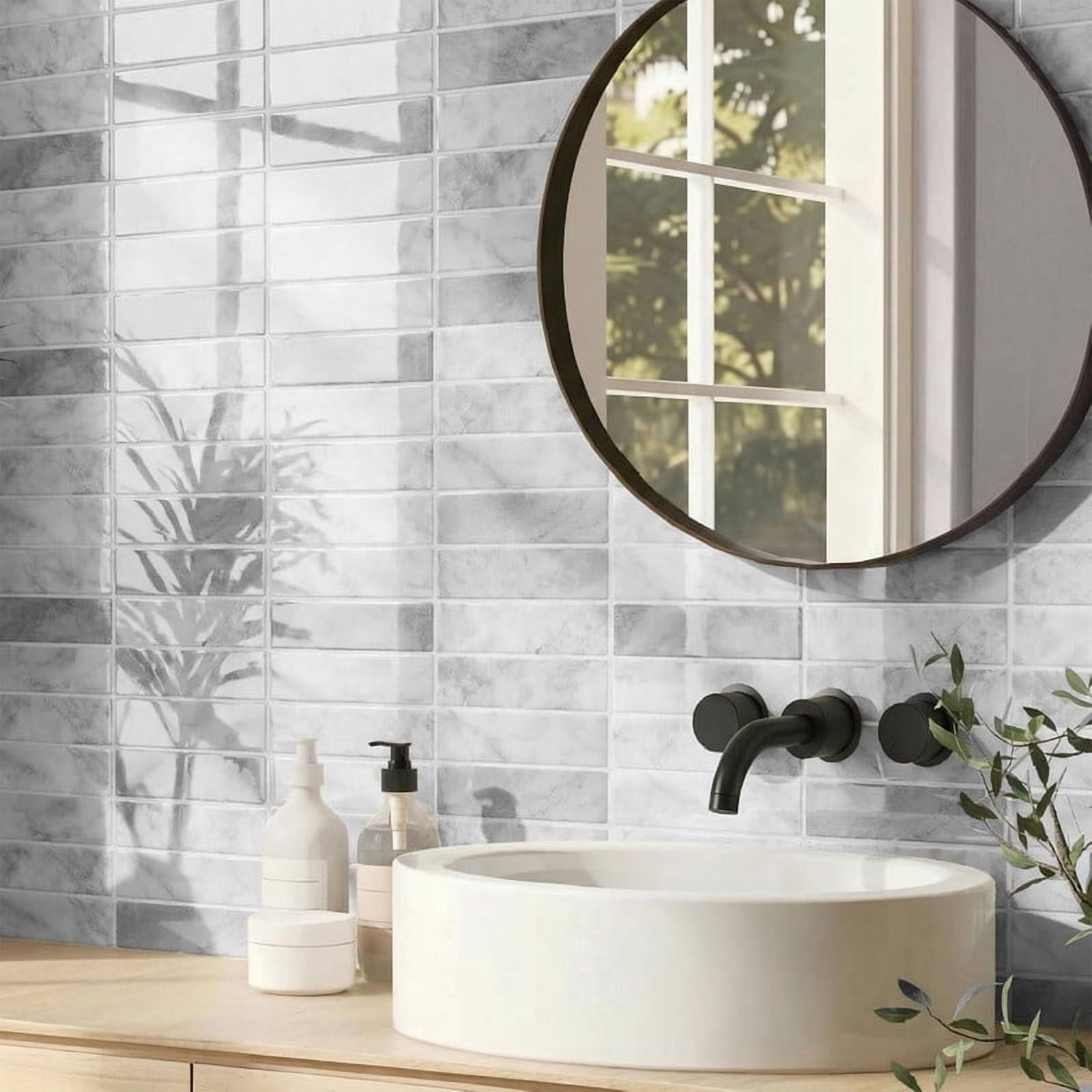 Easy4Home 10Pcs 3D Peel and Stick Backsplash 11.4"x9" Self-Adhesive Wall Tile for Kitchen Bathroom, Beige