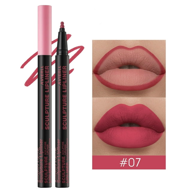 Lápiz labial líquido mate, delineador de labios con punta de esponja, acabado mate nude resistente al agua, lápiz labial rojo de 0.6 ml.
