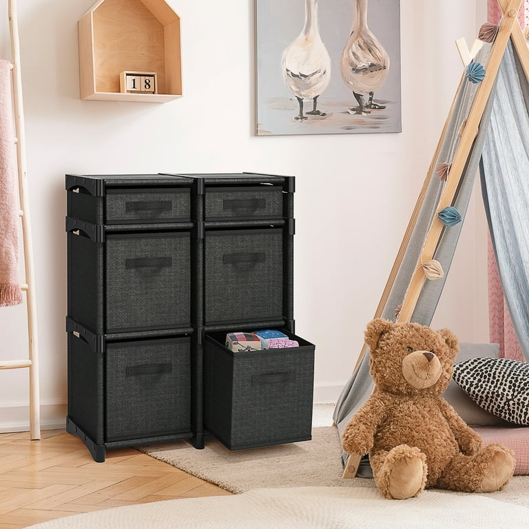 Nestl 6 PC Cube Storage Organizer for Bedroom - Box Storage Cuber Orgainzer  - Storage Shelves Units for Living Room, Office, & Playroom - Black 