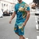 thumbnail image 2 of Mens Pantalones Casuales Cuello Redondo Impresión de Manga Corta Blusa Y Pantalones Cortos Traje, Pantalones de Traje para Hombres, 2 of 5