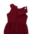 thumbnail image 5 of DPOIS Kids Flower Girl Dress Maxi Sleeveless Rhinestone Wedding Party Chiffon Ball Gown Burgundy 4, 5 of 6