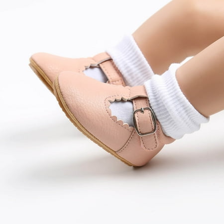 Hinvhai Baby Boys Girls Lace Up Leather Sneakers Casual Soft Rubber Sole Infant Oxford Loafers Anti-Slip Toddler Soft Sole Comfotable Dress Shoes Pink 5(12)