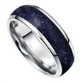 thumbnail image 2 of 8mm Tungsten Carbide Ring for Men Women Steel Color Inlaid Blue Sandstone Dome Band, 2 of 5