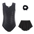 thumbnail image 2 of LIIPEE Glitter Graphic Outfit Sets For Girls Sleeveless Dance Gymnastics Leotard Shorts And Headband 3 Piece Set Kids Comfortable Performance Outfits,5-6 Years, 2 of 6