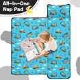 thumbnail image 4 of Excavator and Crane Blue Pattern Teens Toddler Nap Mat with Pillow, Sleeping Mat Bag for Preschool Daycare 60"x20", 4 of 6