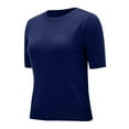 thumbnail image 3 of Womens Lightweight Short Sleeve Wool Blend Sweaters Casual Crew Neck Pullover Knit Sweaters Solid Color Basic Tee Tops, 3 of 6