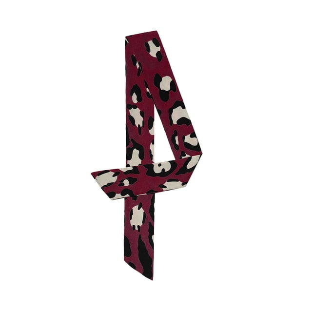 INSPIRE CHIC Foulard Moulant Femme Mince Long Foulard de Cou Mode Bandeau Imprimé Léopard Ceinture Sac Poignée Accessoire Rouge Vin 88x5cm/35x2"