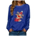 thumbnail image 5 of Kaprioy Christmas Sweatshirts For Women Xmas Cute Elk Fall Fashion Wimter Clothes Crewneck Graphic Pullover Long Sleeve Tops Blue, XXL, 5 of 7
