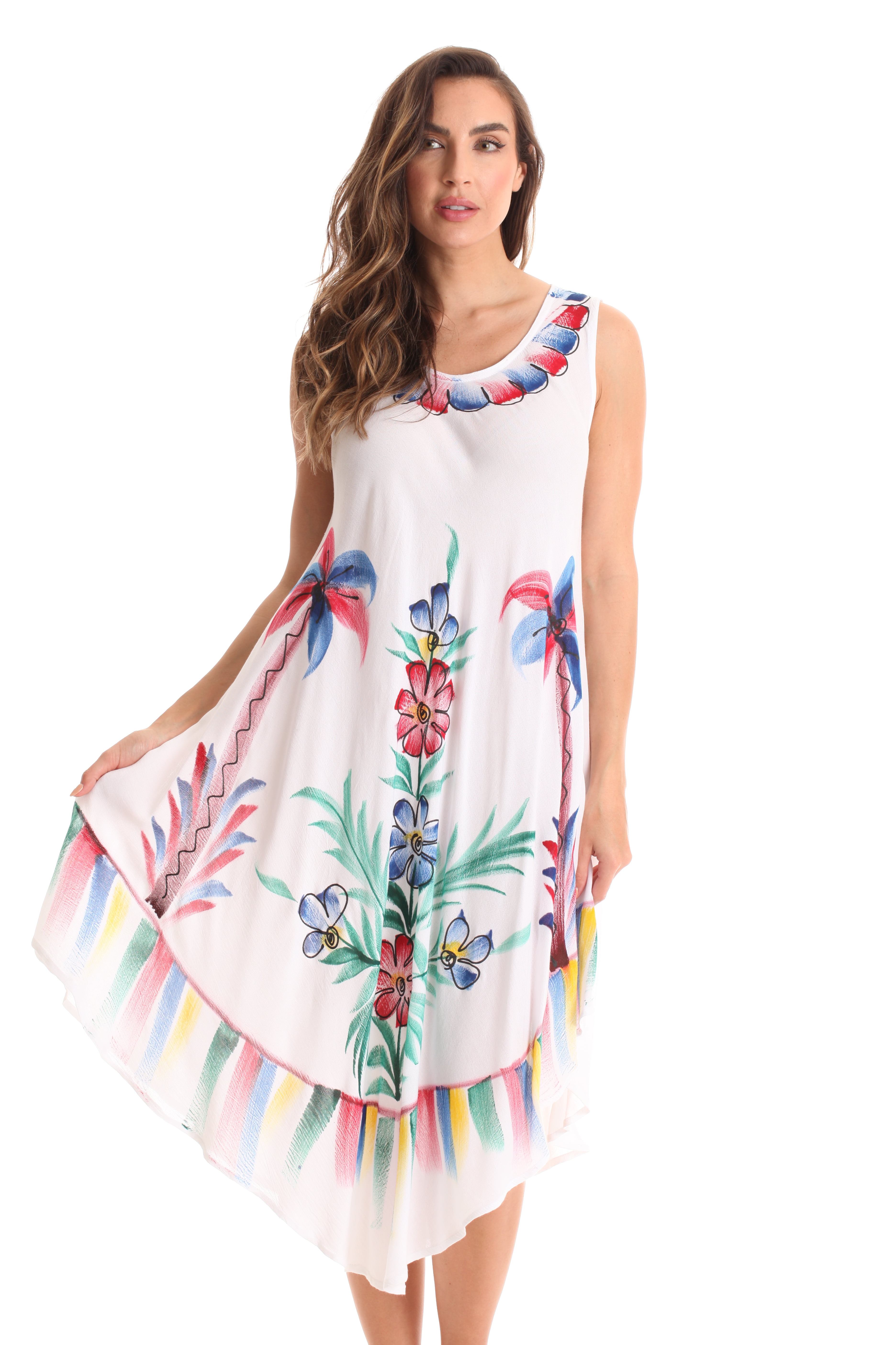 Riviera Sun Sleeveless Umbrella Dresses for Women 21966-WHT-XL (White