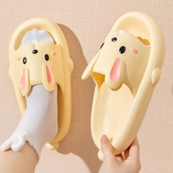 Daqian House Slippers for Kids on Girl's Cartoon Slippers Super Soft Breathable Anti-Slip Bedroom Home Slippers Kids Slippers for Girls Yellow 10-11 Years