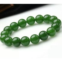 K-KED Natural 6mm Genuine Green Jade Round Gemstone Beads Stretch Bracelet 7.5''