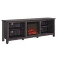 thumbnail image 1 of Essential 70" Rustic Farmhouse Electric Fireplace Wood TV Stand - Charcoal, 1 of 5