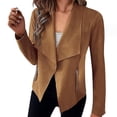 thumbnail image 1 of Women's Faux Suede Jackets 2024 Fall Long Sleeve Open Front Cropped Coat, 1 of 4