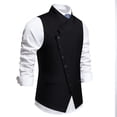 thumbnail image 3 of Cloudstyle Men's Solid Color Single-Breast Angled Closure Vest - Standard Fit Sleeveless Waistcoat with Notch Lapel, 3 of 14