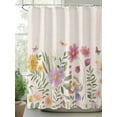 thumbnail image 2 of Shower Curtain Wild Flowers Bathroom Curtains with Hooks, Waterproof Fabric Farmhouse Butterfly Leaves Linen Bath Shower Curtains Set for Bathroom Bathtubs Decor 72x72 Inch, 2 of 8