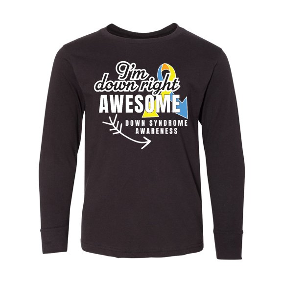 Inktastic Im Down Right Awesome Down Syndrome Awareness with Arrow Long Sleeve Youth T-Shirt
