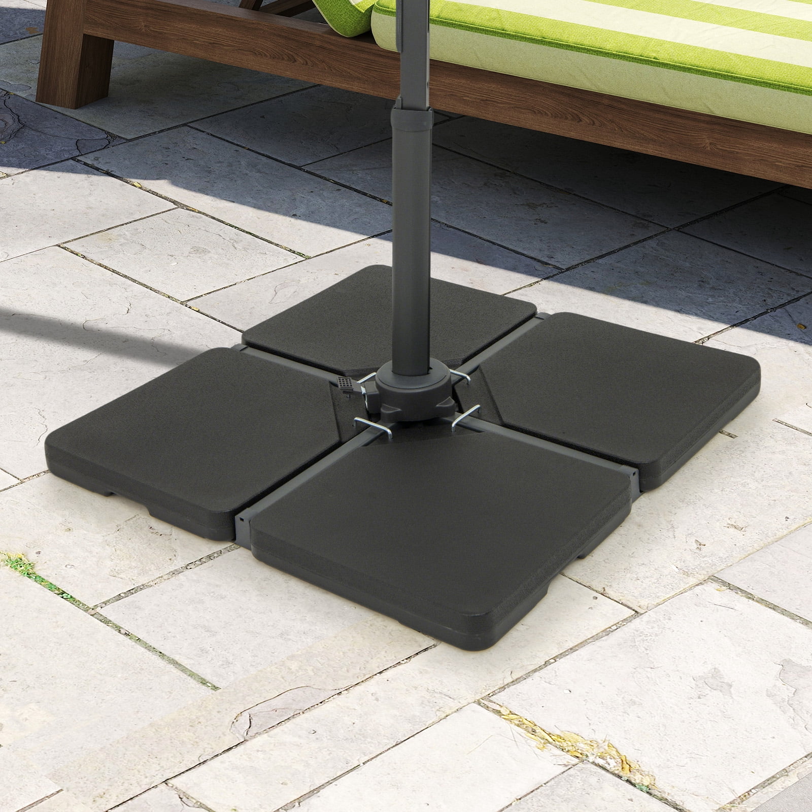Topbuy 4 Pieces Offset Patio Umbrella Base 220 LBS Large Square Plastic Outdoor Umbrella Stand