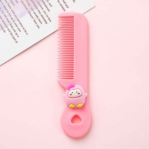 pstuiky Peine pequeño y adorable de colores pastel, fácil de llevar en casa, no daña el cuero cabelludo, una linda herramienta para peinar el cabello de los niños.