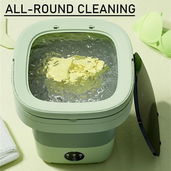 Portable Washing Machine,Mini Washer,11L Upgraded Large Capacity Foldable Washer.Deep Cleaning of Underwear, Baby Clothes and Other Small Clothes.Suitable for Apartments, Dormitories, Hotels (Green)