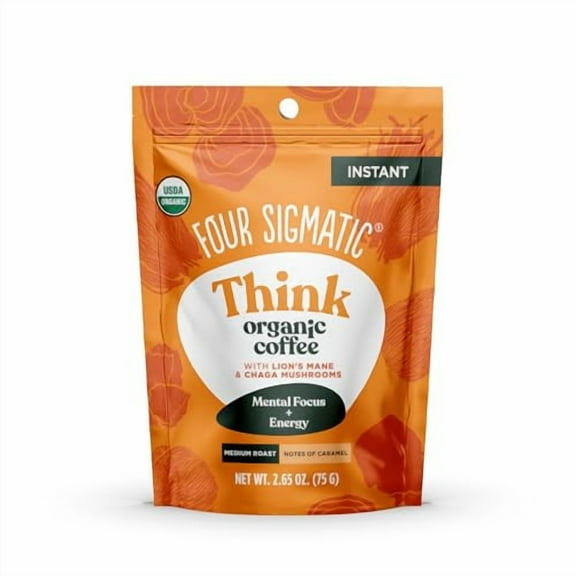Four Sigmatic Organic Mushroom Coffee | Arabica Instant Coffee with Lion's Mane, Chaga and Rhodiola | Mushroom Coffee Instant Mix for Better Focus and Immune Support | 30 Serving Canister