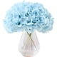 thumbnail image 1 of Nvzi Flores artificiales de hortensia, cabezas de color azul claro, 10 flores de seda de hortensia falsas para centros de mesa de boda, ramos, decoración del hogar con tallos, 1 of 5