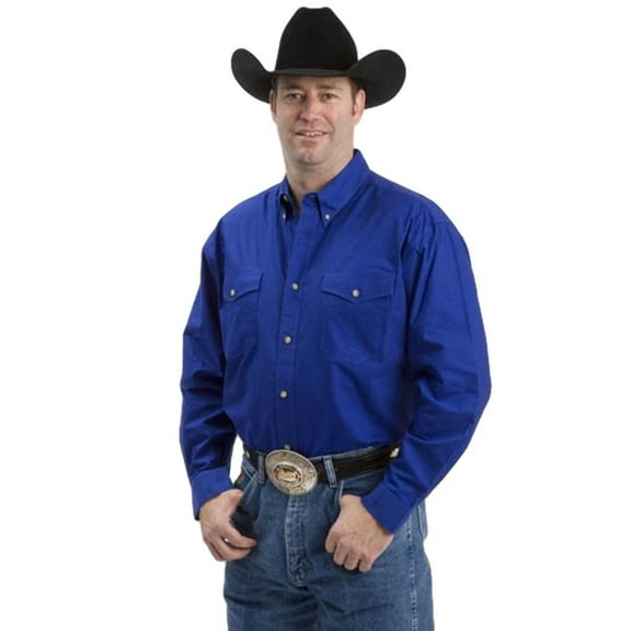 Roper Western Shirt Mens L/S Solid Button 2XT Blue 03-001-0665-0031 BU