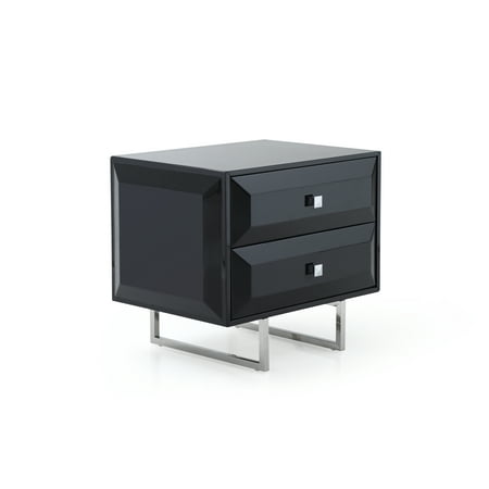 30 Inch High Night Stands Whiteline Modern Living Black Abrazo Contemporary High Gloss Nightstand, Self-Close Drawers ()