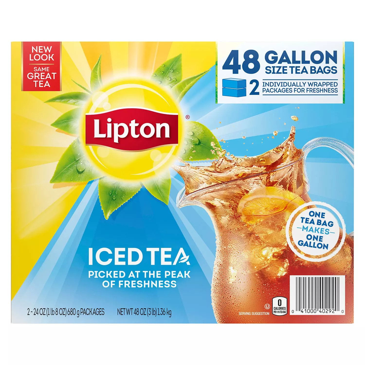 Lipton Iced Tea, Gallon Size Tea Bags, 48 ct, 115 mg Antioxidants