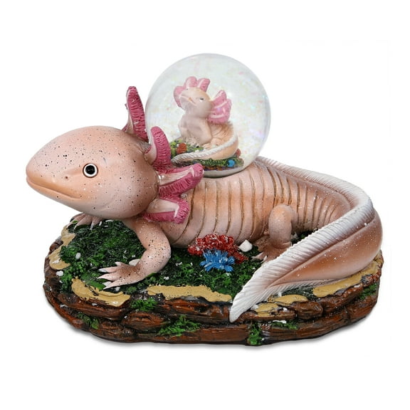 CoTa Global Axolotl Snow Globe Decor - Beautiful Sparkling Glitter Snow Globe with Axolotl Figurine, Table Top Snow Globe Decor, Snow Globe with Axolotl Animal Figurines for Kids and Adults- 45 mm