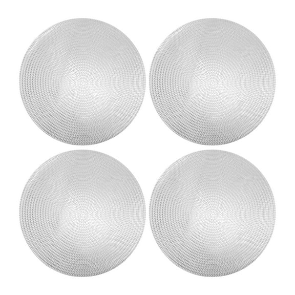 4 Pcs Hollow Round Placemat Place Mats for Kitchen Dining Table Washable Table Mats Silver Tone