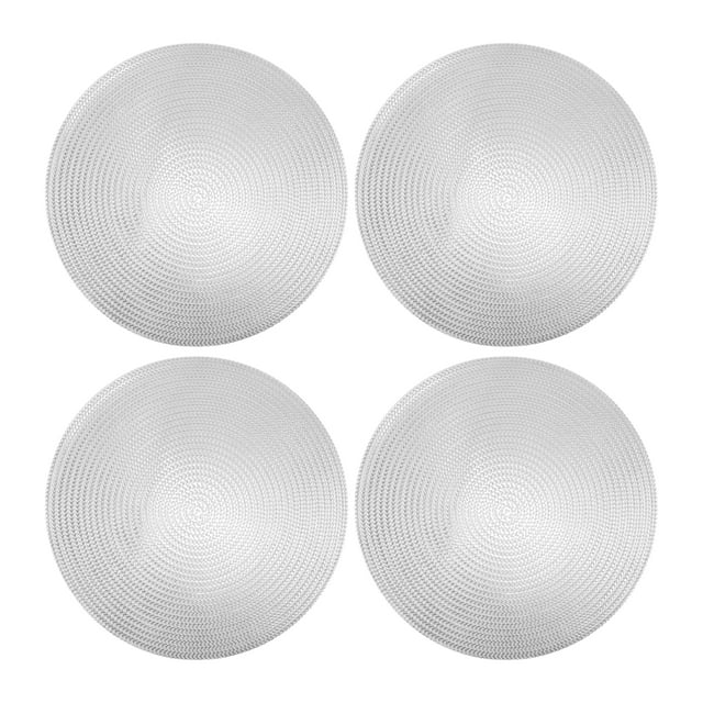 4 Pcs Mantel Redondo Hueco PVC Manteles para Mesa de Comedor Lavables Tonalidad Plateada