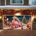 thumbnail image 3 of Gran pancarta para puerta de garaje exterior para la temporada navideña, porche delantero, jardín, letrero festivo colgante de bienvenida con diseño de Papá Noel, renos y muñeco de nieve, fiesta ..., 3 of 5
