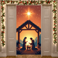 thumbnail image 3 of Religious Scene Nativity Banner Christmas Illustration Barn Design Holy Family for Holiday Celebration Indoor Decoration Church Event, 3 of 9