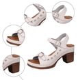 thumbnail image 5 of Rokment Women's Platform Heeled Dressy Sandals Summer Fashion Hollow out Leather Buckles Chunky Stackable High Heels Dress Sandals for Ladies C Size 8.5, 5 of 7