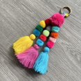 thumbnail image 4 of czcpp-Big Pom Pom Tassel Long Bag Pendant Charm Keyring Keychain for Women Purse Handbag Decor, Red, 10", 4 of 4