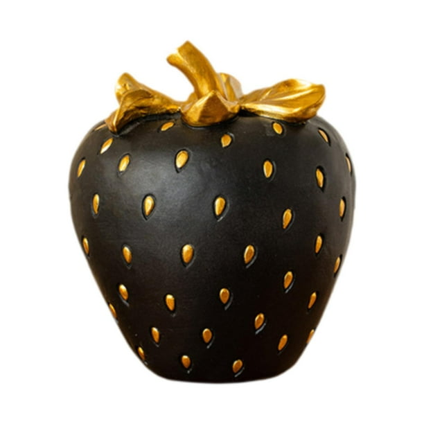 Figura de fruta de fresa Modelo de fruta Decoración Exhibición Estatua de fresa para Oro negro