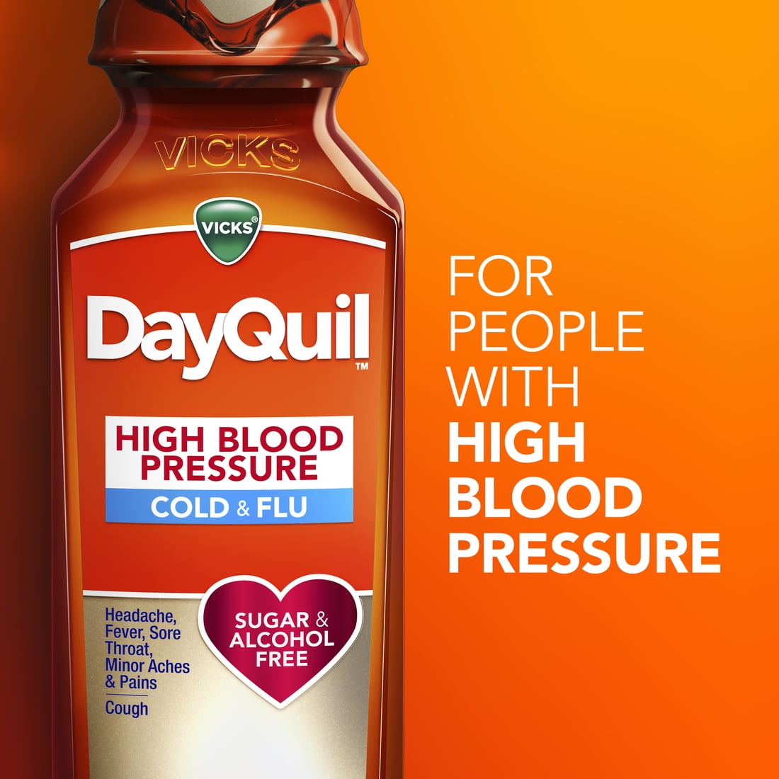 Vicks DayQuil and NyQuil Liquid Cold Medicine for High Blood Pressure, 2x8 fl oz
