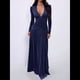 thumbnail image 4 of Vestido de Larga para Mujer, Cuello en V, Cintura Cruzada, Vestidos Formales Largos de Cóctel, Atuendos para Salidas Nocturnas Azul Marino L, 4 of 8