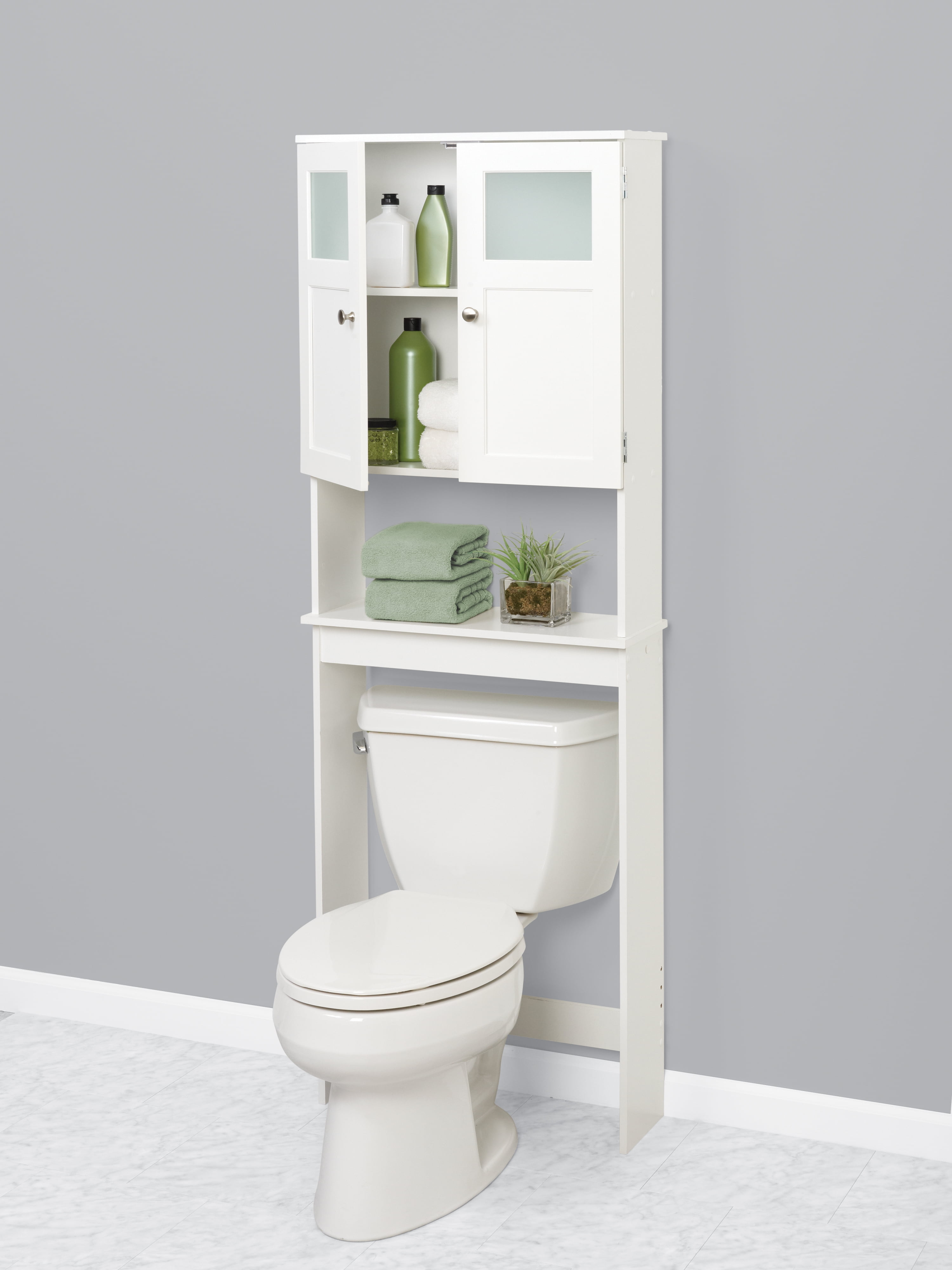 Nestl Bathroom Storage Organizer - Floor Standing with Shelves - Includes 2  Apothecary Jars - Tall Bathroom Storage Cabinet for Toilet Paper, Towel &  Other Bathroom Storage Accessories - White 