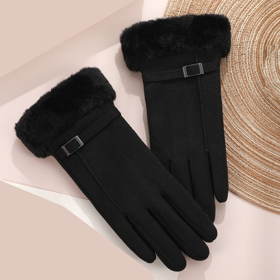 Winter Gloves for Women New Reflective Zipper Gloves Thick Warm Windproof Men and Women Cycling Driving Car Skiing Outdoor Gloves Style B-152 Black One Size