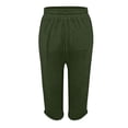 thumbnail image 7 of ClodeEU Women's Solid Color Drawstring Elastic Waist Faux Linen Capri Pants,Casual Cropped Trousers Army Green,Womens Plus XL, 7 of 7